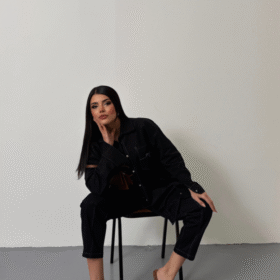 DENİM PUNTOLU GÖMLEK-PANTOLON TAKIM - Mavi