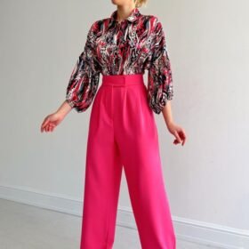 Beli Lastikli Saten Gömlek - Fuşya