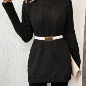 Kadın Uzun Kollu Yarı Balıkçı Yaka Triko Bluz