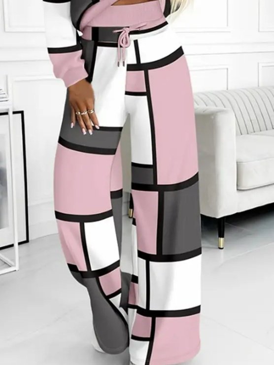 Kadın Uzun Kollu Kapşonlu Bağcıklı Desenli Iki Iplik Bluz Ve Pantolon Ikili Takım - Görsel 3