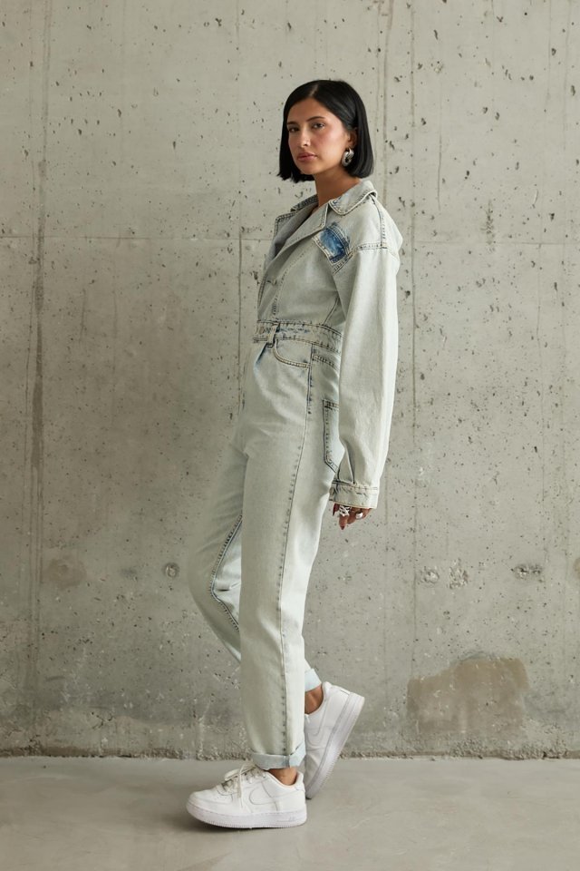 Kar Yıkama Blue Denim Tulum - Görsel 3