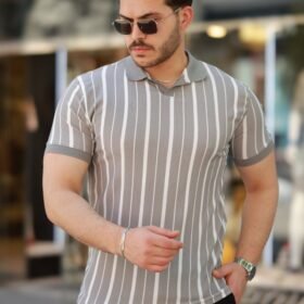 Erkek Yakalı örme Kumaş Kısa Kollu T-shirt