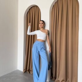 PİLE VE CEP KAPAK DEYALI SALAŞ PANTOLON - Mavi