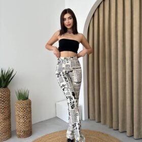 Novıne Gazete Desenli Pantolon