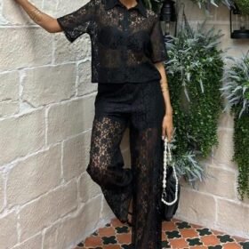 Pantolonu Astarlı Dantel İkili Takım 10119