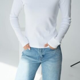 Uzun Kol Örme Body - Beyaz