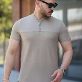 Erkek Hakim Yakalı Kısa Kollu Pamuklu T-shirt