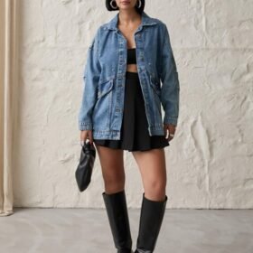 Mavi Taşlı Kot Ceket