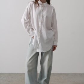 Yan Büzmeli Tunik Gömlek - Beyaz