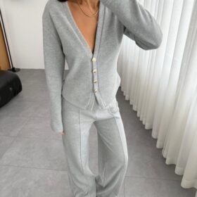 Selanik Kumaş Ön Düğmeli Ceket Çımalı PantolunTakım