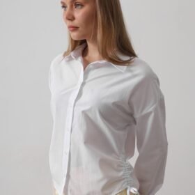Yanları Bağlamalı Basic Gömlek - Beyaz