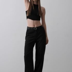 Kemerli Palazzo Pantolon - Siyah-Beyaz