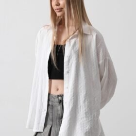 Çizgili Uzun Kol Gömlek - Beyaz