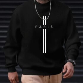 Erkek Uzun Kollu Bisiklet Yaka Yazı Detaylı Iki Iplik Sweat