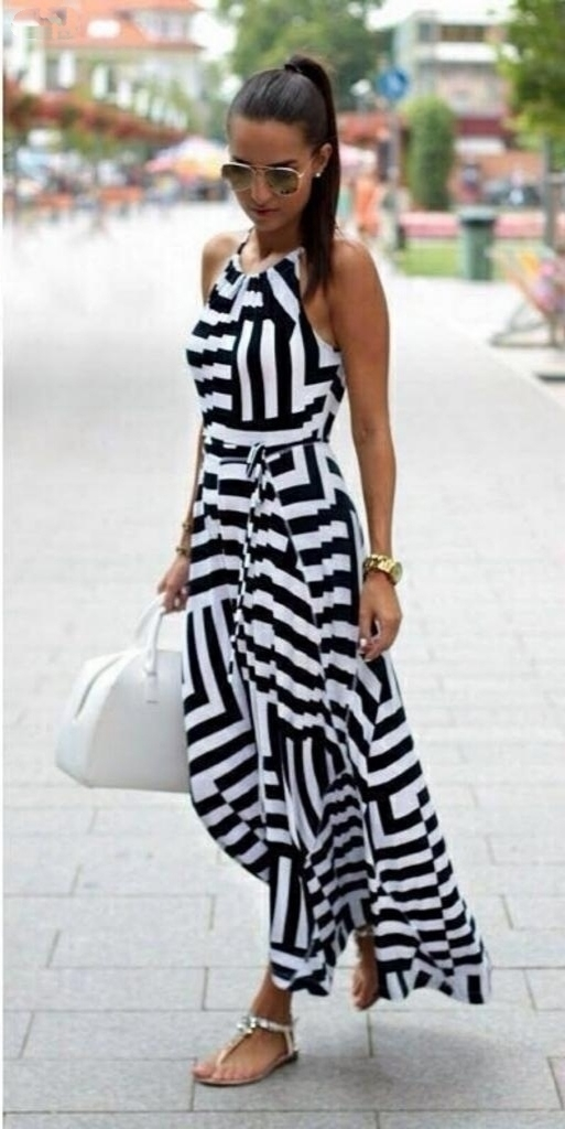 Kadın Ayarlanabilir Askılı Geometrik Desen Kuşaklı Gipeli Süprem Elbise - Görsel 3