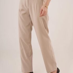 Çift Pens Detaylı Krem Pantolon