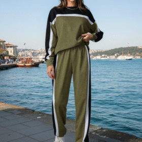 Kadın Uzun Kollu şerit Detay Eşofman Takım