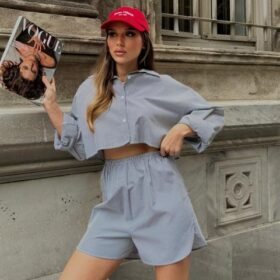 Volerie Çizgili Şortlu Takım 9342-17