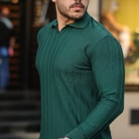 Erkek çizgi Kabartmalı Uzun Kollu Triko