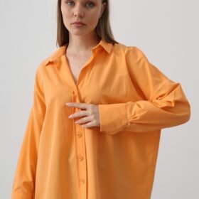 Geniş Manşet Detaylı Gömlek - Kavun