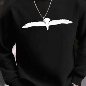 Erkek Uzun Kollu Bisiklet Yaka Kuş Desenli Iki Iplik Viskon Sweat