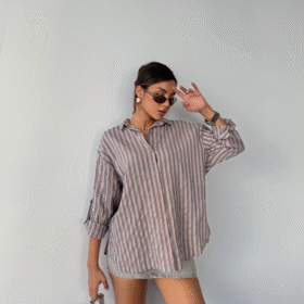 ÇİZGİLİ GÖMLEKKETEN - Antrasit