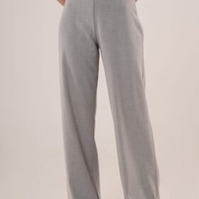 Bol Paça Yandan Fermuarlı Gri Kumaş Pantolon