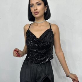 Siyah Askılı Degaje Bluz