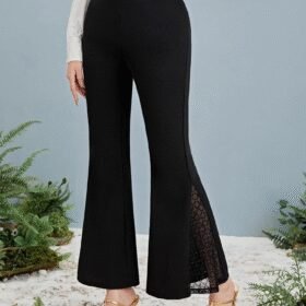 Kadın Yüksek Bel Yanları Tül Detaylı Dalgıç Tayt Pantolon