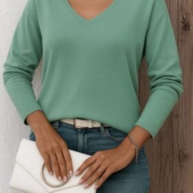 Kadın Uzun Kollu V Yaka Triko Bluz