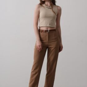 Kemerli Havuç Pantolon - Taba