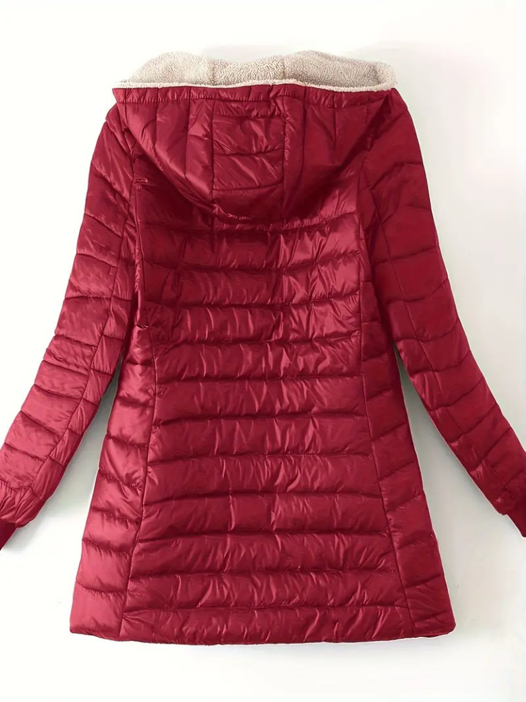 Kadın Uzun Kollu Kapşonlu Cep Detaylı Fermuarlı Orta Boy Mont - Görsel 4