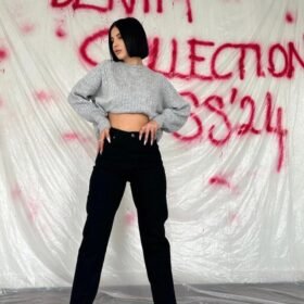 Siyah Boru Paça Jeans Pantolon