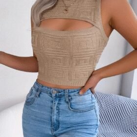 Kadın Askılı Bisiklet Yaka Güpüs Dekolteli Triko Crop Bluz