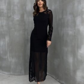 Almond Dantel Detaylı Tül Elbise 2659-8