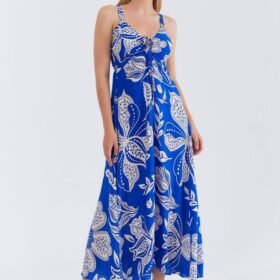 Askılı Viscon Elbise - Saks