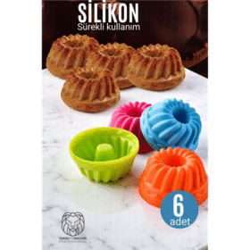 HSNET Silikon Göbekli Muffin CupCake Kalıbı - Sürekli Kullanım Muffin Kek Kalıbı 6 ADET