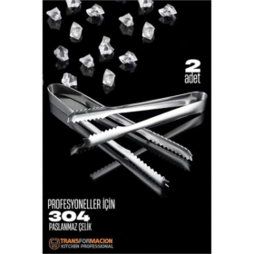 HSNET Buz Maşası - Şeker Limon Maşası Kokteyl Servis Maşası 2li PAKET 304 Paslanmaz Çelik