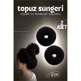 HSNET Siyah Saç Topuz Süngeri 2 ADET 12 CM Çap 5 cm Kalınlık