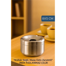 HSNET Inox Paslanmaz Çelik Küllük – 8 x 5 cm | Modern Hijyenik ve Dayanıklı Tasarım