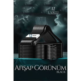 HSNET Siyah Ahşap Görünüm 12 li Askı Seti Schönbuch Design