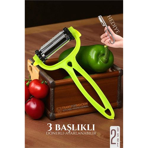 HSNET 3 Bıçaklı Soyacak Seti - Sebze Soyacağı Profesyonel Paslanmaz Çelik 2 li SET