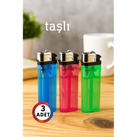 HSNET 3’lü Taşlı Çakmak Seti – Renkli Gövde | Gazlı Ekonomik ve Güvenli Kullanım