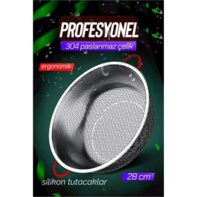 HSNET 28 CM Kevgir Yuvarlak Süzgeç Profesyonel 304 Paslanmaz Çelik