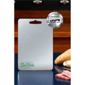 HSNET Kesim Tahtası - Profesyonel 304 Paslanmaz Çelik Doğrama Tahtası 35x25 CM