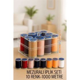 HSNET Dikiş İpliği Seti - 10 Renk 1000 Mt Kutulu Mezuralı Dikiş Seti