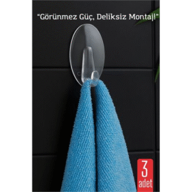 HSNET 3 lü Şeffaf Kendinden Yapışkanlı Duvar Askısı – 5.5 x 3.2 cm | İz Bırakmaz Güçlü Tutuş