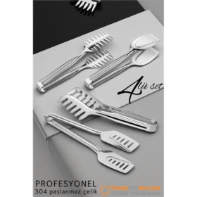 HSNET Mutfak Maşa Seti - Makarna Pasta Salata Çok Amaçlı Maşa 4 lü SET 304 Paslanmaz Çelik