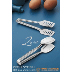 HSNET Mutfak Maşa Seti - Makarna Pasta Salata Çok Amaçlı Maşa 2 li SET 304 Paslanmaz Çelik