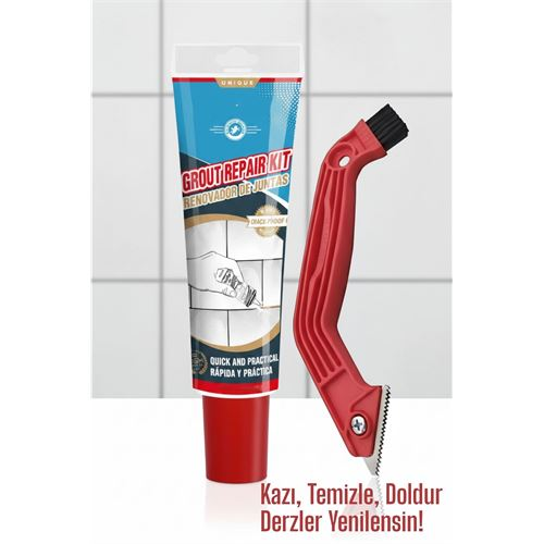 HSNET Derz Dolgu Macunu + Çelik Uçlu Derz Kazıyıcı Set | Fayans Arası Temizlik ve Yenileme Çözümü